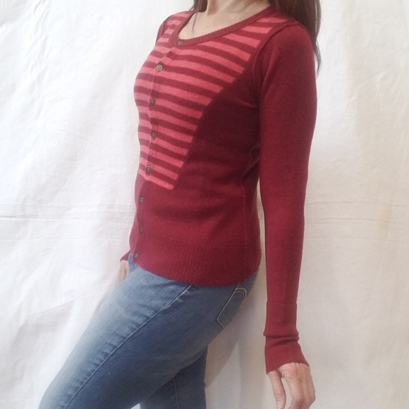 Cashmere Wool Striped Cardigan Sweater - Picture 3 of 8